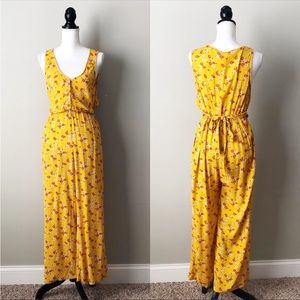 MIMI CHICA | Yellow Button Down Floral Jumpsuit